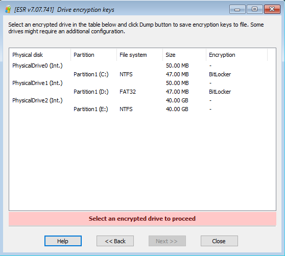 Elcomsoft System Recovery: selecting an encrypted drive